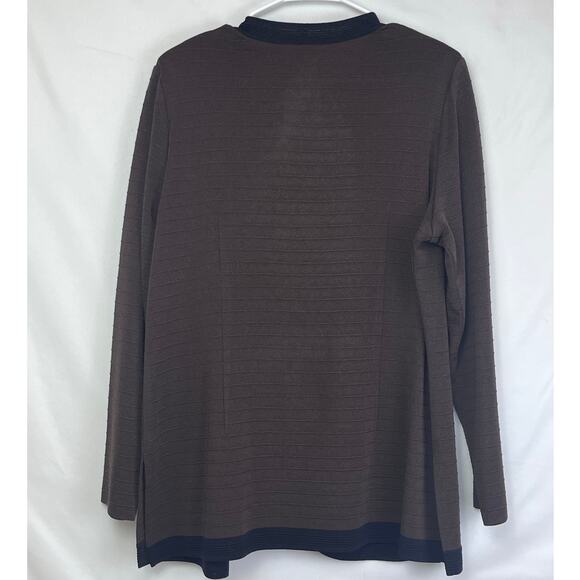 Exclusively Misook Women's Large Brown/Black Long Sleeve Lightweight Cardigan - Picture 4 of 4